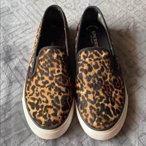Leopard print slip on sneakers